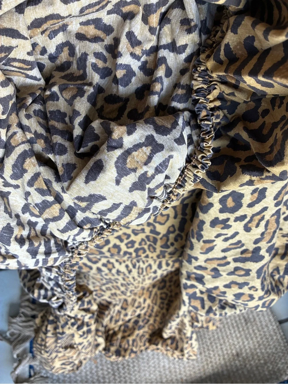 Vintage Ralph Lauren Home GuinevereLeopard-Print Fitted Sheet in Brown and Cream